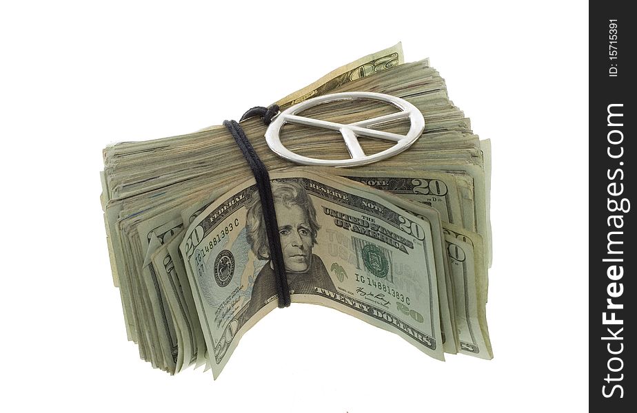 Twenty Dollar Bills Banded with Peace Necklace