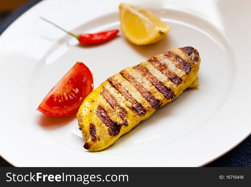 Roasted Cutlet With Tomato And Chili,salad