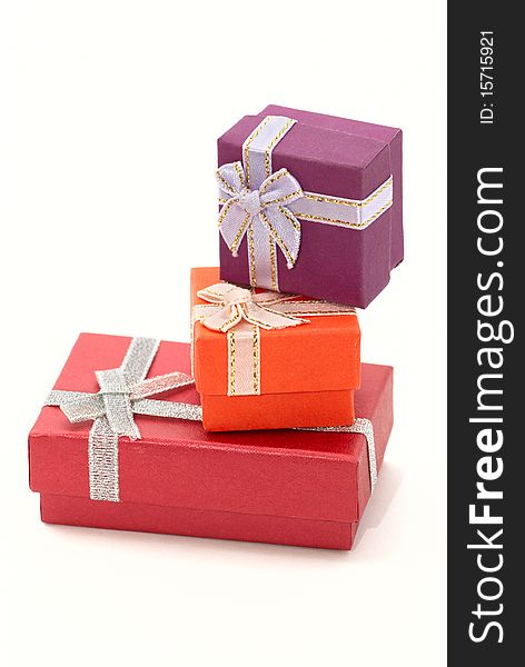 Three gift boxes one on another. Three gift boxes one on another