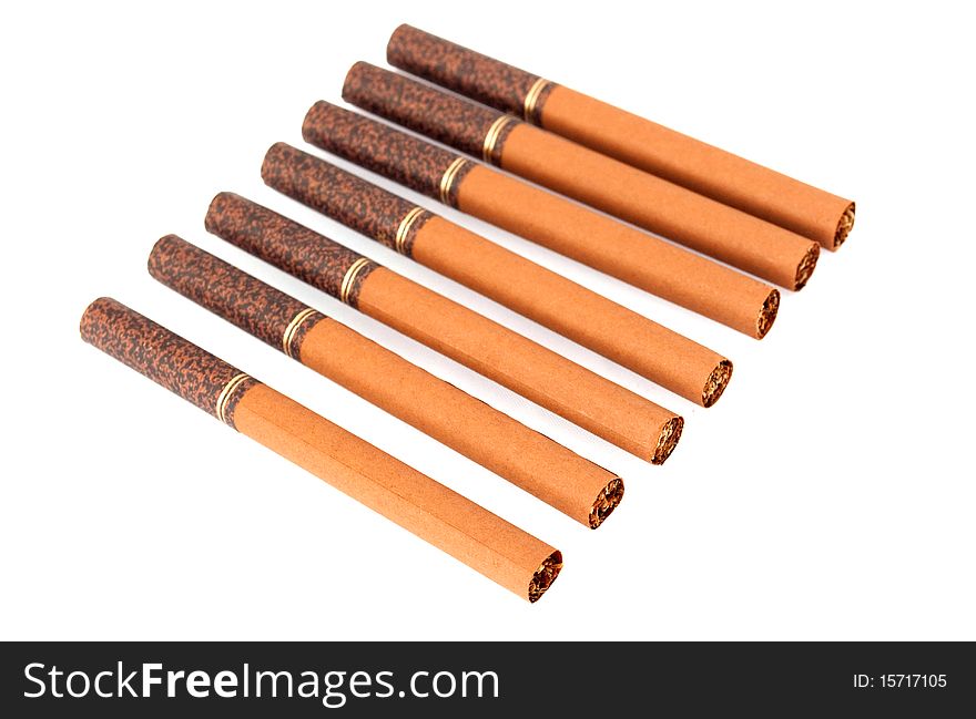 Cigarettes on a white background