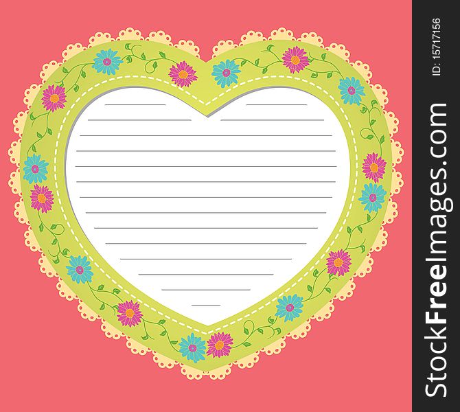 Cute heart shape card with lace edge. Cute heart shape card with lace edge