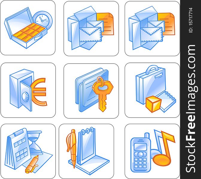 Icons indicate any action or objects. Icons indicate any action or objects.