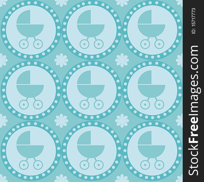 Blue baby arrival seamless pattern