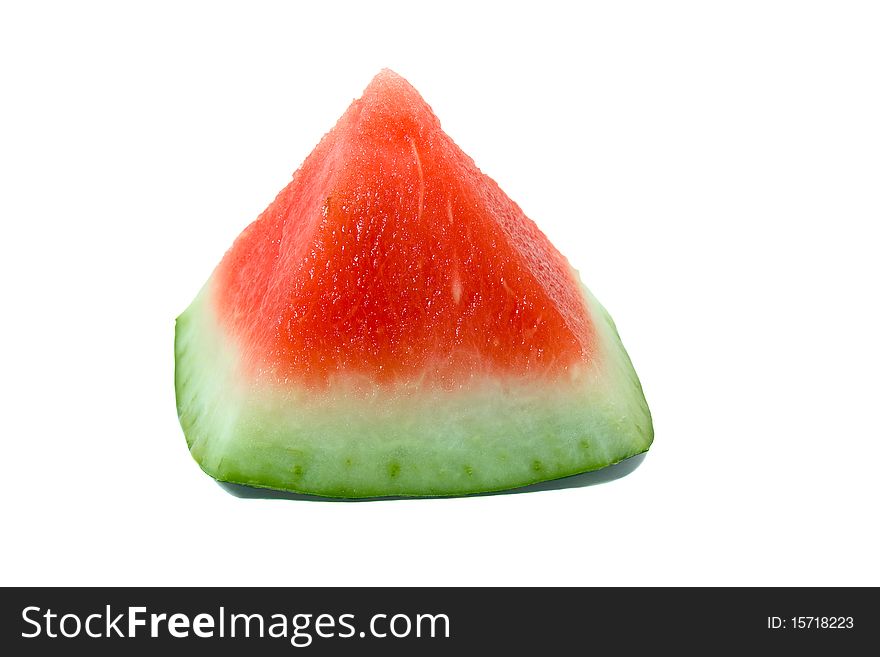 Small piece cut out from a mature red water-melon. Small piece cut out from a mature red water-melon