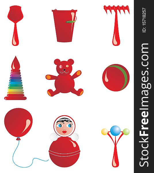 Vector image of toys made in the same style. Vector image of toys made in the same style.