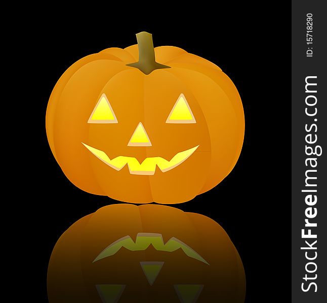 Illustration of the halloween pumpkin isolated over black background