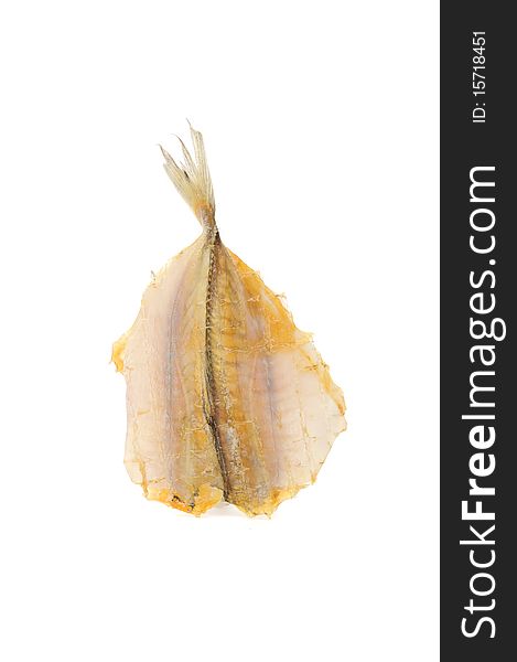 Dried salted and smoked jack mackerel isolated on a white background. Dried salted and smoked jack mackerel isolated on a white background