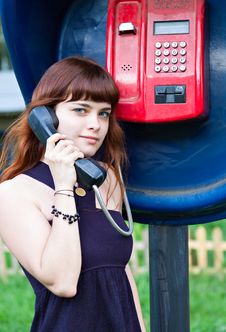 Young Girl In Telephone Box Royalty Free Stock Images Young Girl In Telephone Box Royalty Free Stock Images