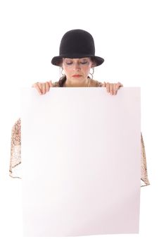 Free Woman In Hat Looking At Blank Copyspace Stock Photo - 15722810