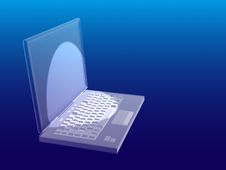 Computer With A Blue Screen On A Blue Background Royalty Free Stock Photos