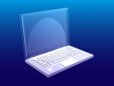 Computer With A Blue Screen On A Blue Background Stock Photography