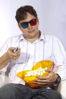 Watching 3D Movie Stock Images