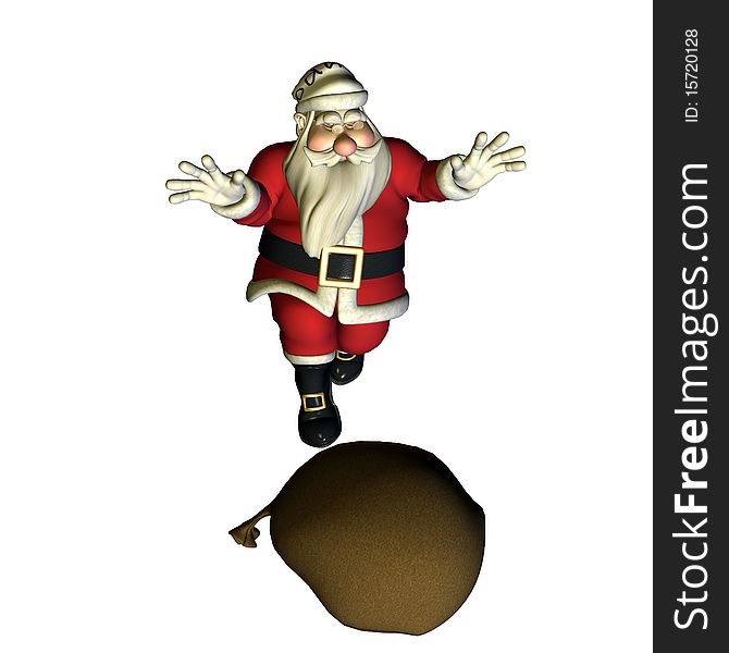 3d rendering of Santa Claus, who found its bag as illustration. 3d rendering of Santa Claus, who found its bag as illustration