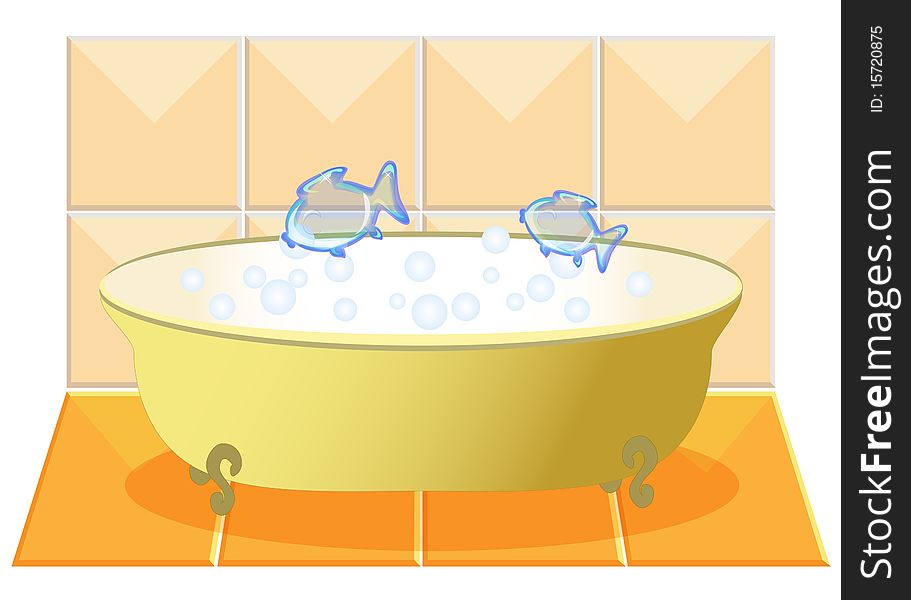 A bath with playing fish