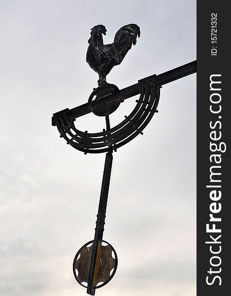 Black silhouette of a rooster in Brasov. Black silhouette of a rooster in Brasov