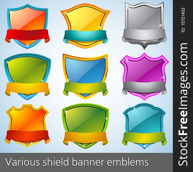 Various shield banner emblems EPS 10 vector file included