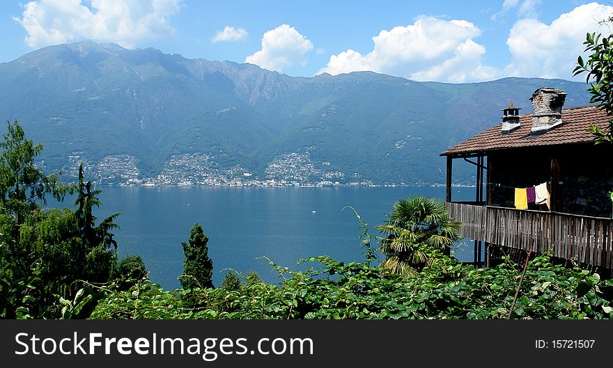 An old house overlooking the Swiss end of the mostly Italian Lake Maggiore across from Ascona (Switzerland). An old house overlooking the Swiss end of the mostly Italian Lake Maggiore across from Ascona (Switzerland).