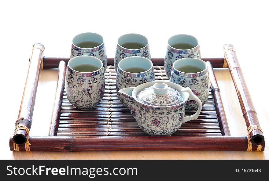 Tea is brewed in Chinese porcelain tableware. Tea is brewed in Chinese porcelain tableware