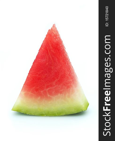 Ripe lobe of a water-melon close up on a white background