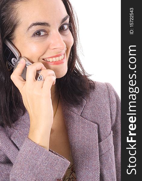 Business brunette on the phone