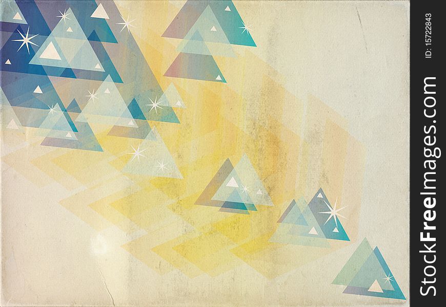 Abstract Blue Yellow Triangles Grunge Background