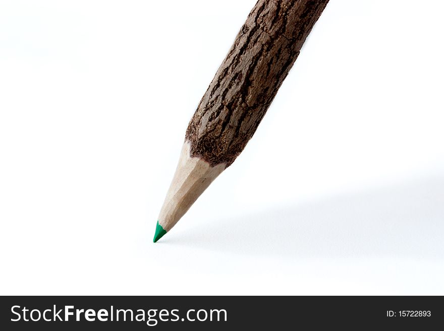 Green pencil isolated on white background