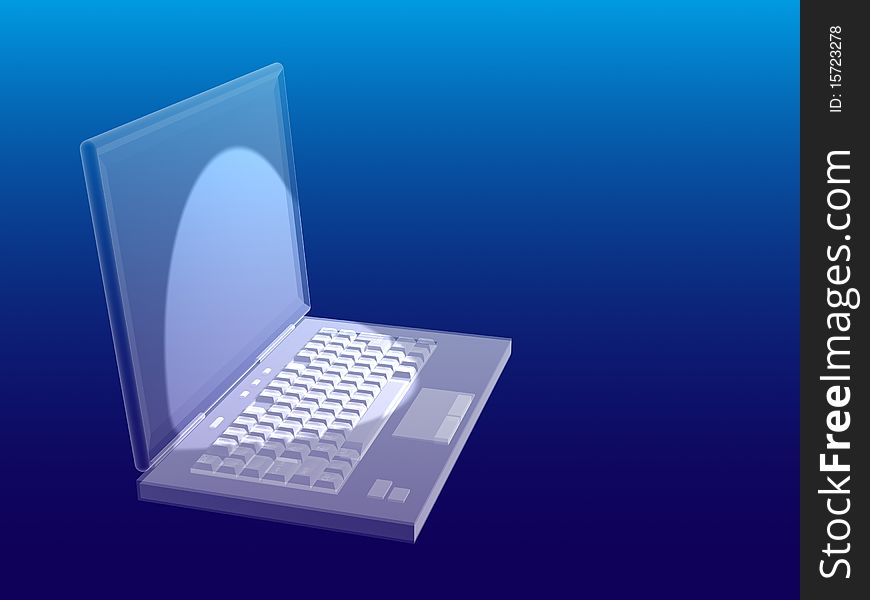 Computer With A Blue Screen On A Blue Background