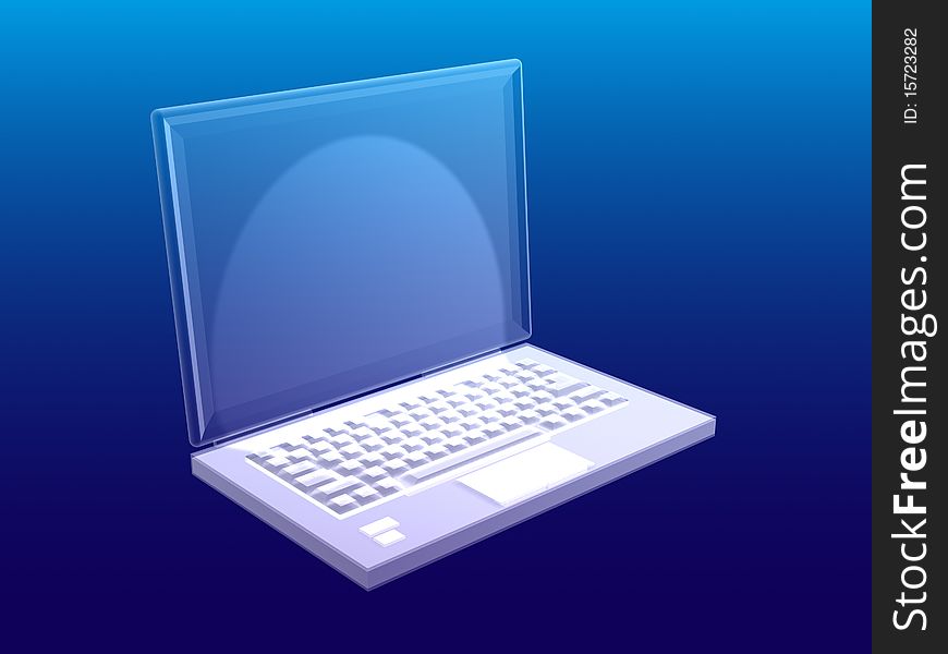 Computer With A Blue Screen On A Blue Background