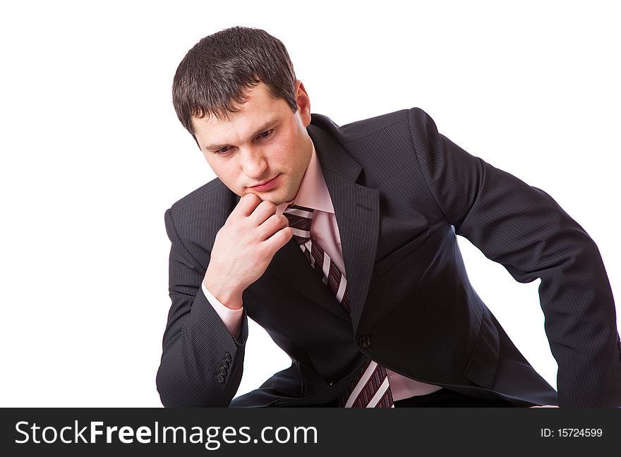 Young businessman. Isolated on white background