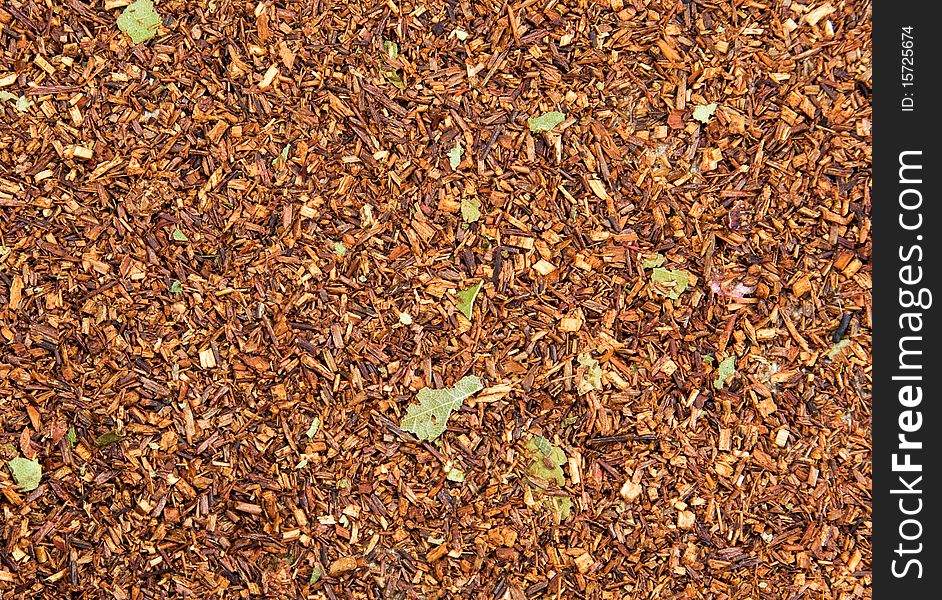 Close-up of the dry tea leaves