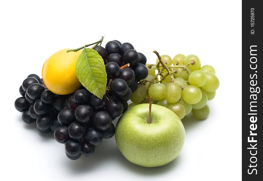 Group of different fruits isolated on white