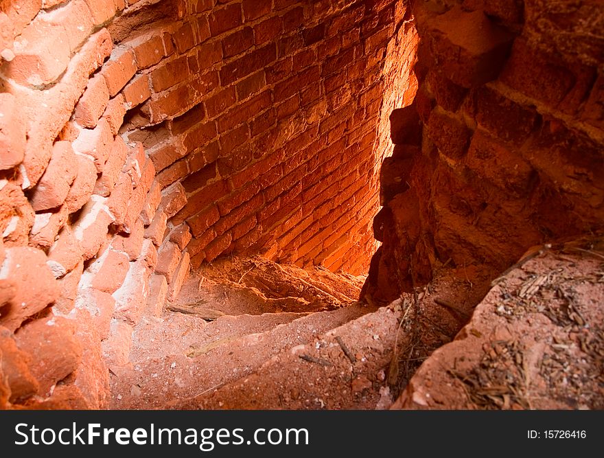 Brick circular stairs from old disturbed tower