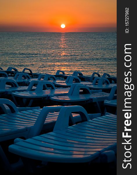 Beach Chairs Ready For Tourists