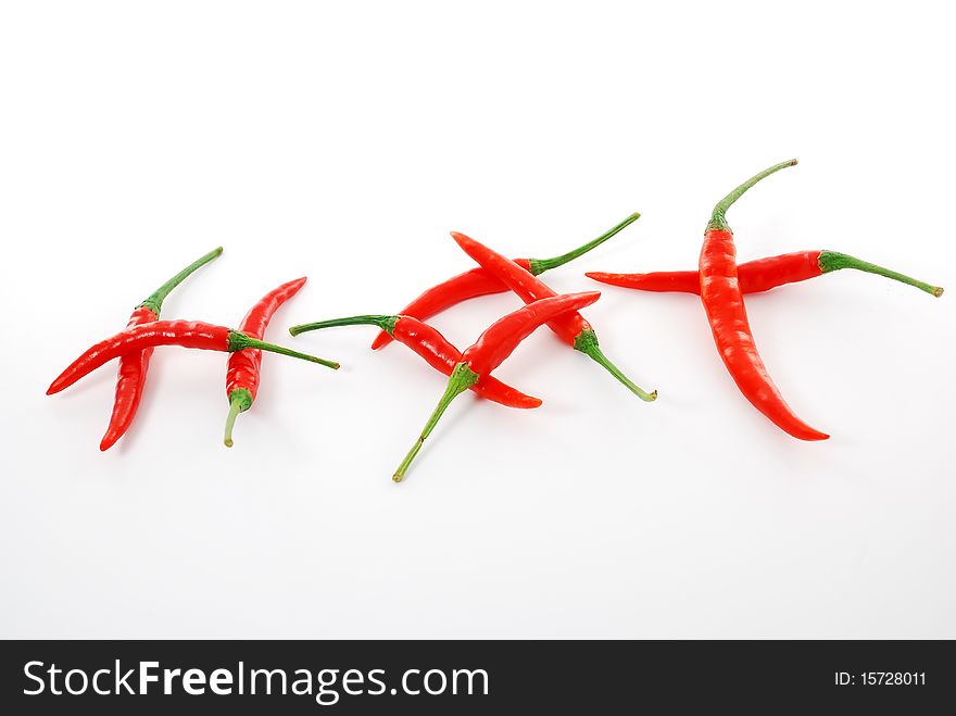 The red chili on white background