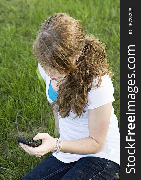 Girl checking cell phone