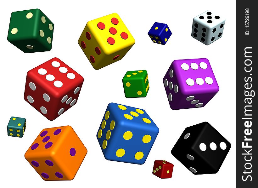 3d illustration of playing cubes. 3d illustration of playing cubes