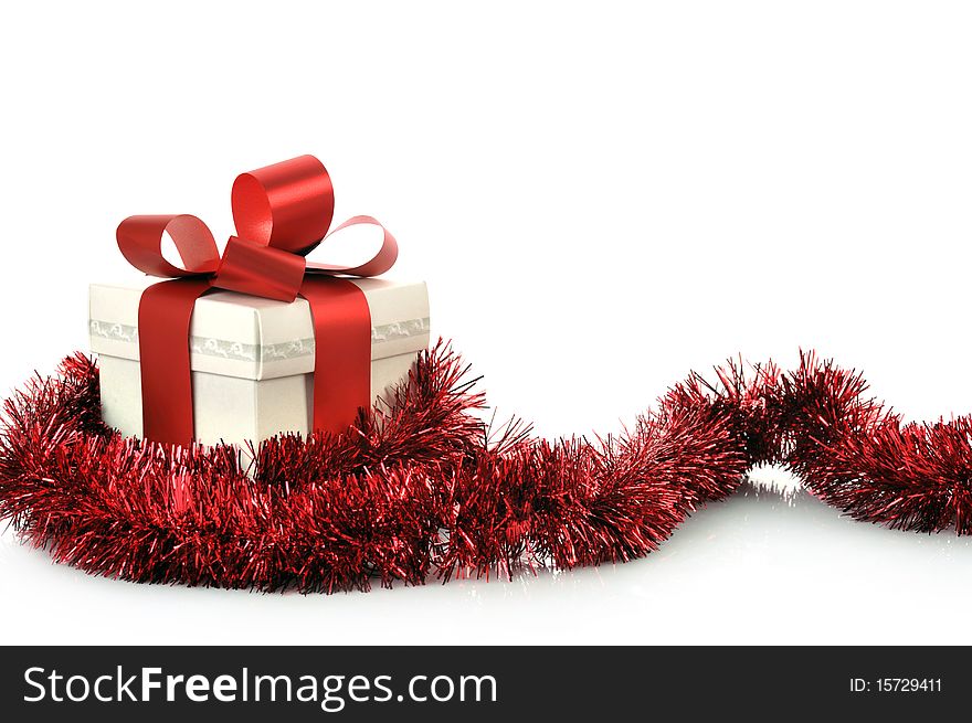 Present with ribbon and copy space. Present with ribbon and copy space