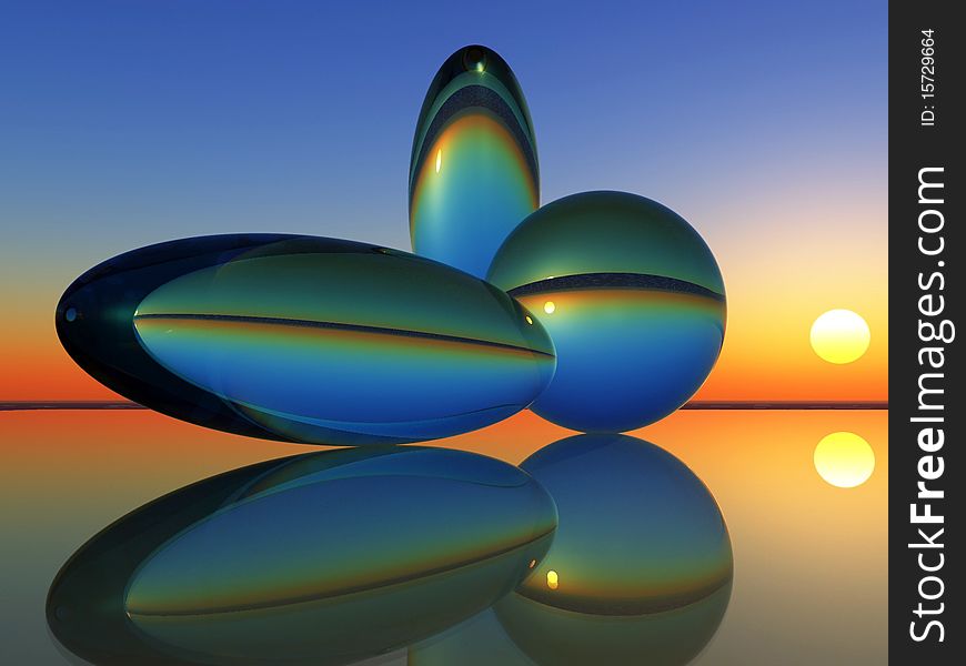 3d rendered blue glass ellipse