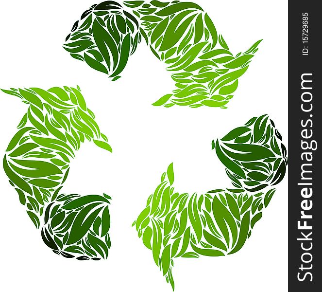Recyclin symbol made from leaves.