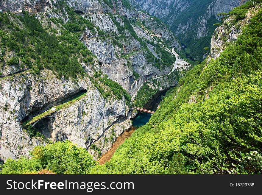Canyon of Piva River in Montenegro