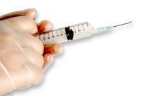 Gloved Hands With Syringe Royalty Free Stock Image Gloved Hands With Syringe Royalty Free Stock Image
