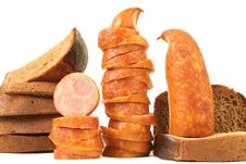Sausage With Bread Royalty Free Stock Image