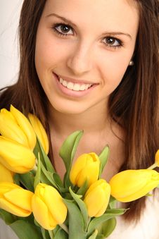 Young Woman With Flowers Stock Image