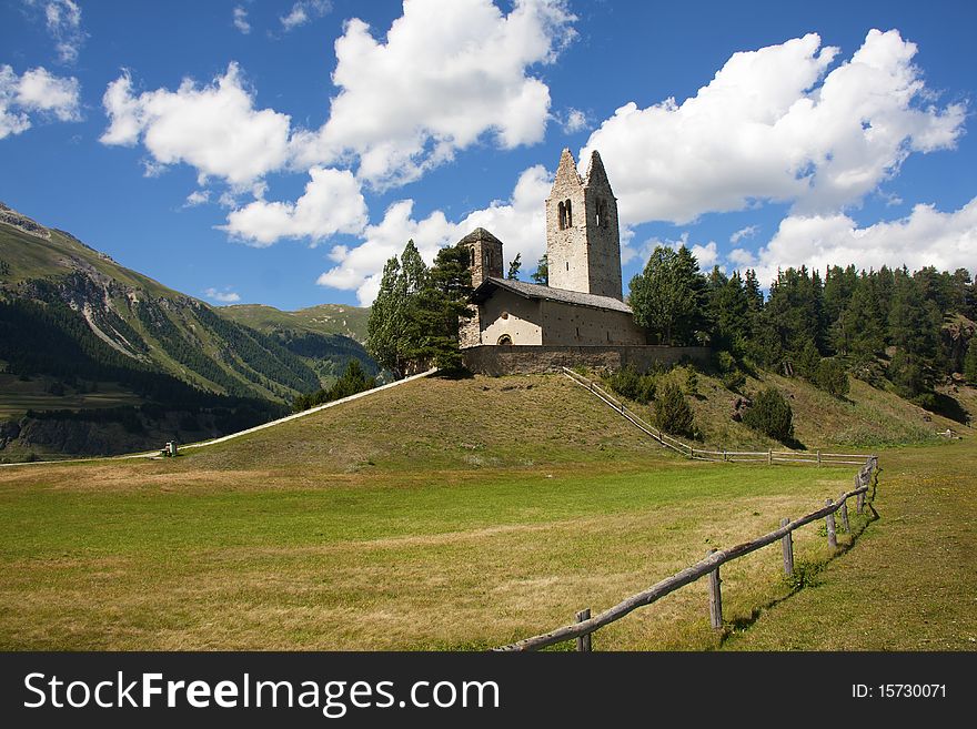 Old church in the meadows of Switzerland