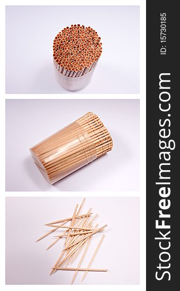 Set of 3 images of toothpick