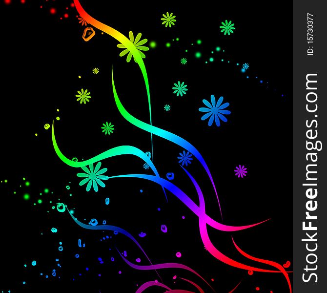 Multicolored background with flowers on a black. Multicolored background with flowers on a black