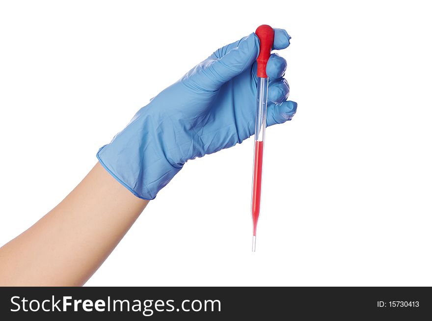 Doctor research a sample of blood for vaccine. Doctor research a sample of blood for vaccine