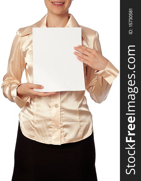 The new worker holds the white blank paper in the hand