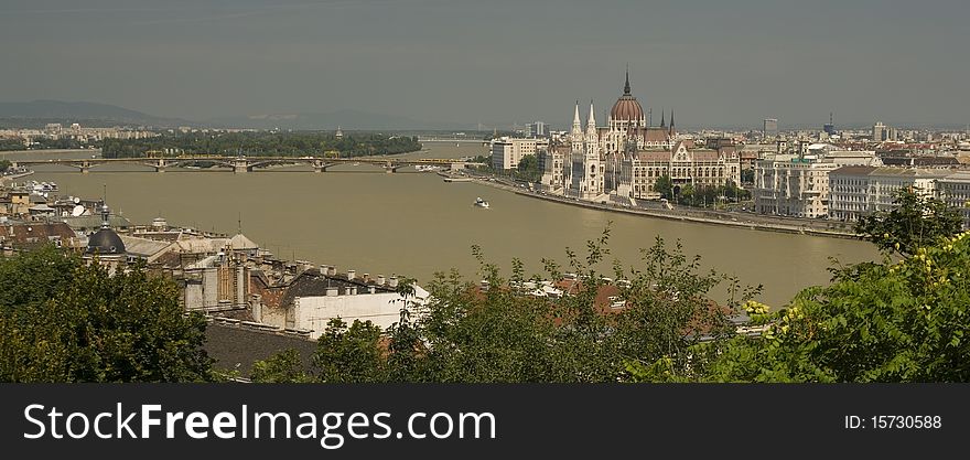 River Danube and Parliament Building in Budapest. River Danube and Parliament Building in Budapest