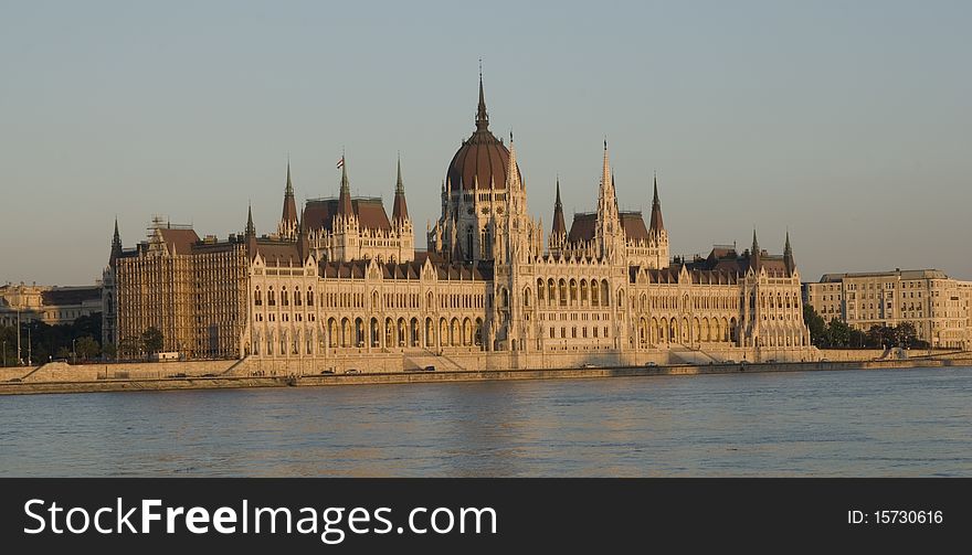 River Danube and Parliament Building in Budapest. River Danube and Parliament Building in Budapest